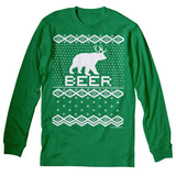 Bear Deer Beer Funny Christmas long sleeve shirt - Kelly