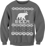 Bear Deer Beer Funny Christmas sweatshirt - Charcoal