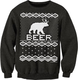 Bear Deer Beer Funny Christmas sweatshirt - Dark Heather