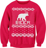 Bear Deer Beer Funny Christmas sweatshirt - Red