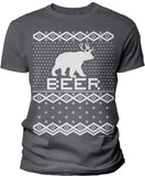 Bear Deer Beer Funny Christmas t-shirt - Charcoal