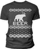 Bear Deer Beer Funny Christmas t-shirt - Dark Heather