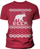 Bear Deer Beer Funny Christmas t-shirt - Red