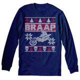 BRAAP Dirt Bike Motocross Christmas long sleeve shirt - Navy