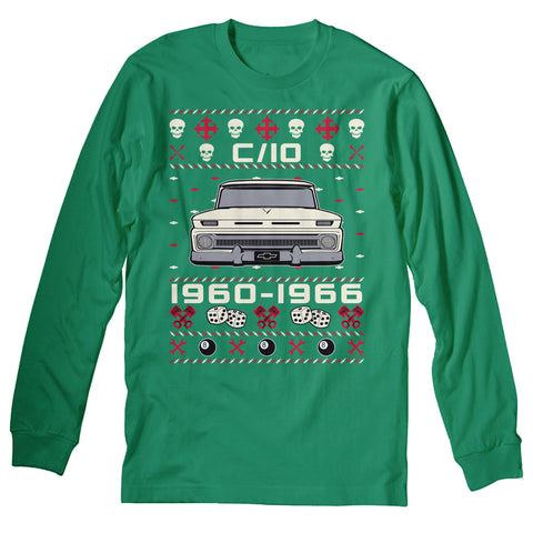 1960-1966 Chevy C10 Grumpy Christmas long sleeve shirt - Kelly