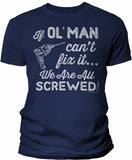 If Ol' Man Can't Fix It shirt in Navy