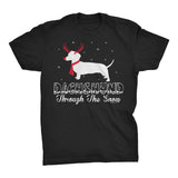 Dachshund Through the Snow Rudolph Christmas t-shirt - Black