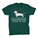Dachshund Through the Snow Rudolph Christmas t-shirt - Forest Green