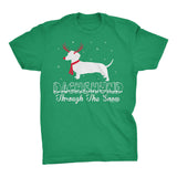 Dachshund Through the Snow Rudolph Christmas t-shirt - Irish Green