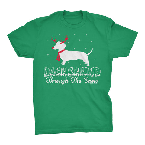 Dachshund Through the Snow Rudolph Christmas t-shirt - Irish Green