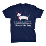 Dachshund Through the Snow Rudolph Christmas t-shirt - Navy