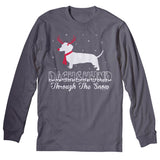 Dachshund Through the Snow Rudolph Christmas long sleeve shirt - Charcoal