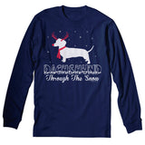 Dachshund Through the Snow Rudolph Christmas long sleeve shirt - Navy