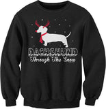 Dachshund Through the Snow Rudolph Christmas sweatshirt - Black