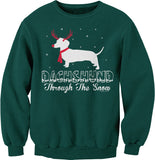 Dachshund Through the Snow Rudolph Christmas sweatshirt - Forest Green