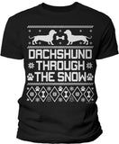 Dachshund Through the Snow Christmas t-shirt - Black