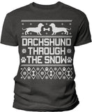 Dachshund Through the Snow Christmas t-shirt - Dark Heather