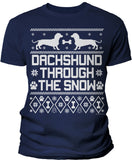 Dachshund Through the Snow Christmas t-shirt - Navy