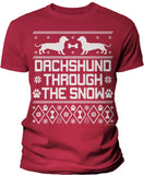 Dachshund Through the Snow Christmas t-shirt - Red