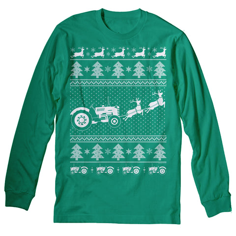 Tractor Farmer Christmas long sleeve shirt - Kelly
