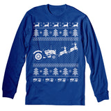 Tractor Farmer Christmas long sleeve shirt - Royal