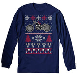 Gear Head Biker Motorcycle Christmas long sleeve shirt - Navy