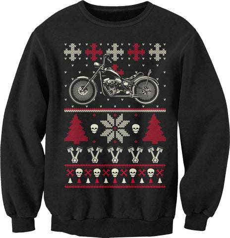 Gear Head Biker Motorcycle Christmas sweatshirt - Black