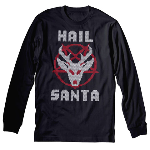 Hail Santa Gothic Christmas long sleeve shirt - Black