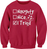 Naughty Nice I Tried Christmas sweatshirt - Red