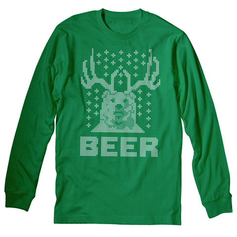 Bear Deer Beer Christmas long sleeve shirt - Kelly