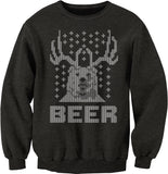 Bear Deer Beer Christmas sweatshirt - Dark Heather