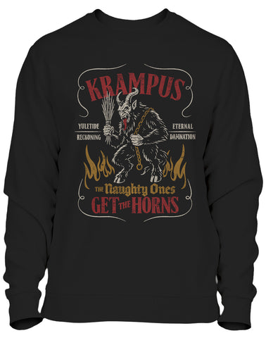 Krampus Naughty Ones Get the Horns Christmas sweatshirt - Black