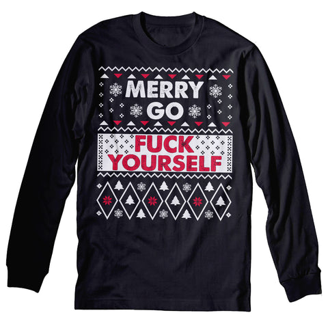 Merry Go Fuck Yourself Christmas long sleeve shirt - Black