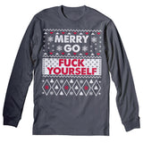 Merry Go Fuck Yourself Christmas long sleeve shirt - Charcoal