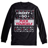 Merry Go Fuck Yourself Christmas long sleeve shirt - Dark Heather