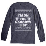 I'm on the Naughty List Christmas long sleeve shirt - Dark Heather