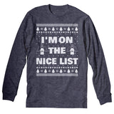 I'm on the Nice List Christmas long sleeve shirt - Dark Heather
