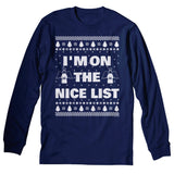 I'm on the Nice List Christmas long sleeve shirt - Navy