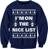 I'm on the Nice List Christmas sweatshirt - Navy
