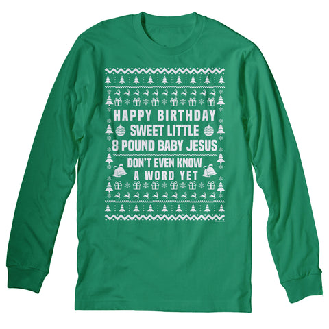Ricky Bobby 8 Pound Baby Jesus Christmas long sleeve shirt - Kelly