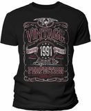 Vintage 1991 Aged to Perfection Men's t-shirt - Black / Red Print