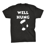 Well Hung Stocking Christmas t-shirt - Dark Heather
