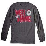 Well Hung Santa Stocking Christmas long sleeve shirt - Dark Heather