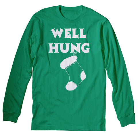 Well Hung Stocking Christmas long sleeve shirt - Kelly