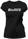 Binford Tools retro graphic on black women's shirt