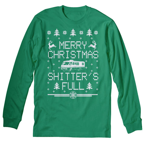 Long Sleeve T-Shirt - Kelly - Shitter's Full RV Christmas design