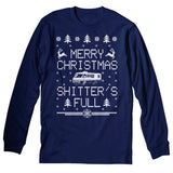 Long Sleeve T-Shirt - Navy - Shitter's Full RV Christmas design